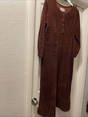 Kivari Corduroy Long-Sleeve Jumpsuit Romper in Brown